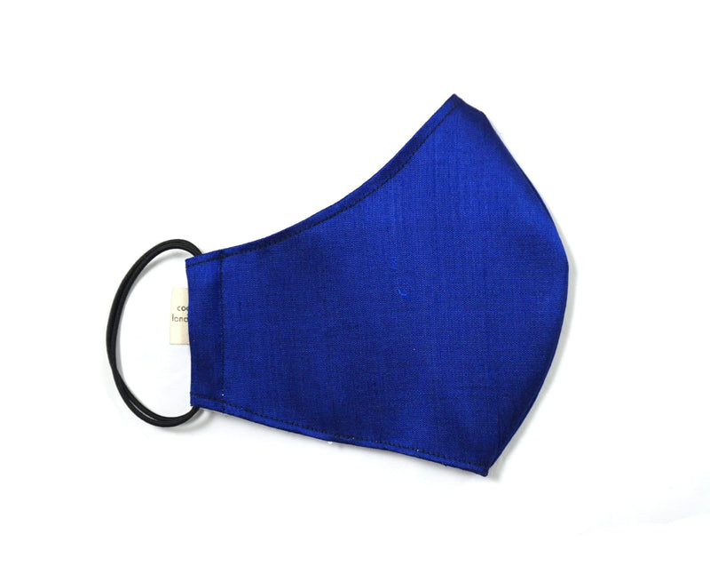 Silk Face Mask with Filter Pocket and Matching Pouch -  Royal Blue Cocorose London