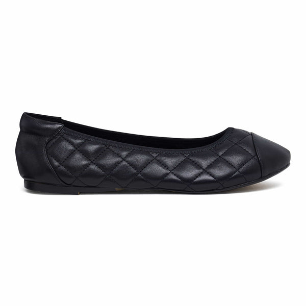 Piccadilly - Quilted Black Ballerinas Cocorose London
