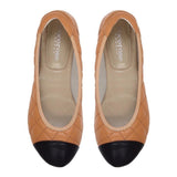 Piccadilly - Tan Quilted Leather Ballet Flats Cocorose London
