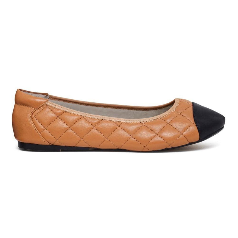 Piccadilly - Tan Quilted Leather Ballet Flats Cocorose London
