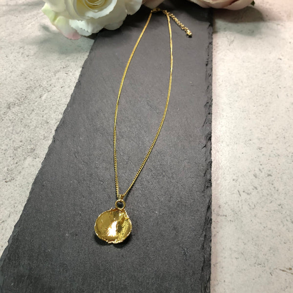 Miniature Gold Rose Petal Pendant Cocorose London