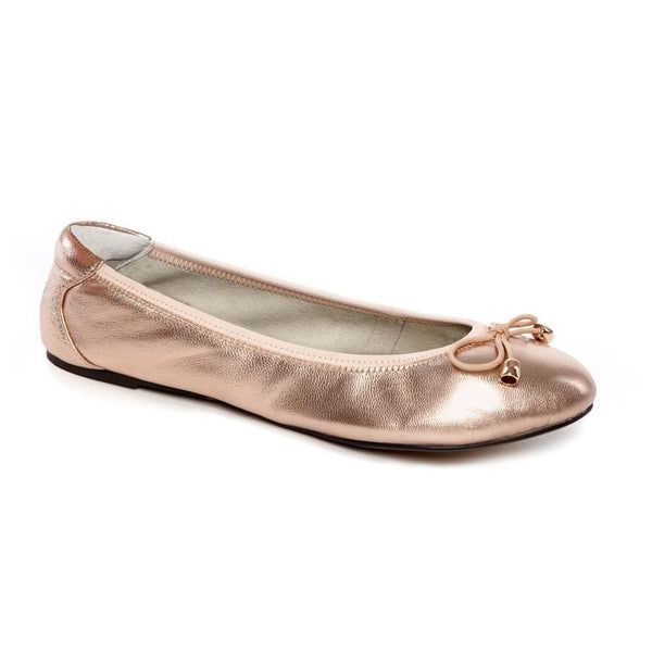 Sandringham - Rose Gold Leather Ballet Flats Cocorose London