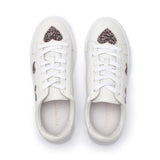 Hoxton - White with Glitter Heart Leather Trainers Cocorose London
