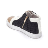 Finsbury - Black and Camel Leather High Top Trainers with Zip Cocorose London