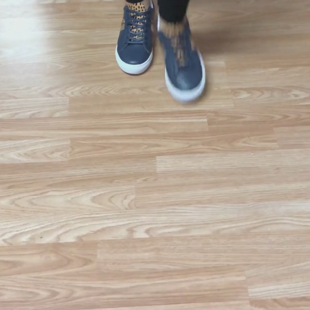 Navy And Leopard Print Leather Trainers Cocorose London