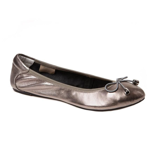 Sandringham - Pewter Silver Leather Ballet Flats Cocorose London